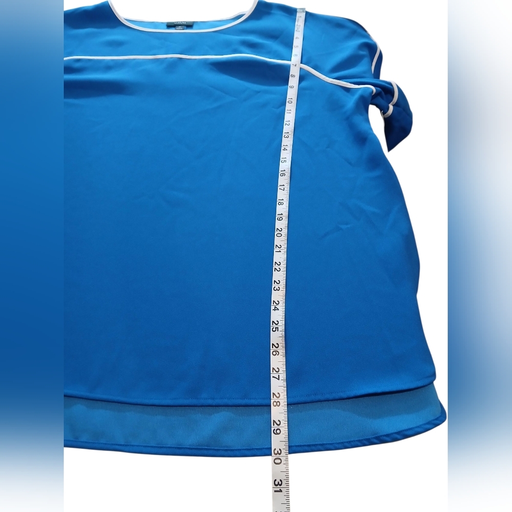 Alfani Blue White Womans Plus Blouse Classic Tunic Contrast 3x Flowy Relaxed Fit - Picture 8 of 9